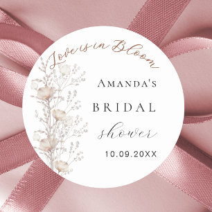 Adesivo Redondo Chuva de presentes de noiva com flores silvestres 