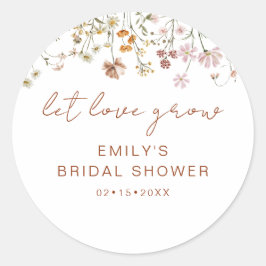 Adesivo Redondo Chuva de Presentes de Noiva Flor Silvestre Deixe o