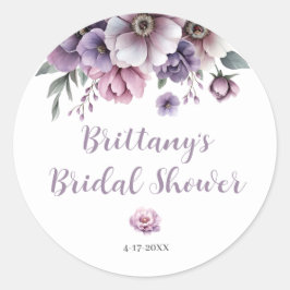 Adesivo Redondo Chuva de Presentes Floral Lavanda Aquarela 