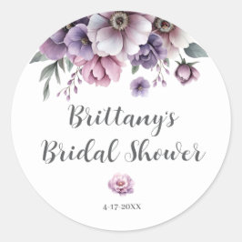 Adesivo Redondo Chuva de Presentes Lavanda Floral Água-tinta