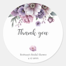 Adesivo Redondo Chuva de Presentes Lavanda Floral em Aquarela 