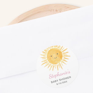 Adesivo Redondo Chuva de Sol Boho Baby Shower Meninas