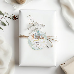Adesivo Redondo Chuva de Veado Floresta Baby Shower