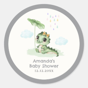 Adesivo Redondo Chuva Doce Pequeno Dragão Baby Shower