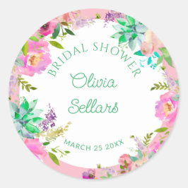 Adesivo Redondo Chuva Floral Brilhante Chá de Noiva