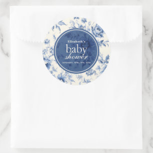 Adesivo Redondo Chuva Floral Francesa Toile Baby Shower