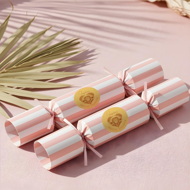 Adesivo Redondo Chuva Tropical Retro de Palmeira Festa de Chá de C (Retro Tropical Palm Tree Pickleball Bridal Shower Classic Round Sticker)