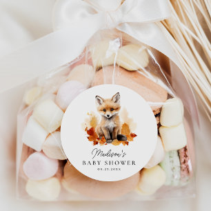 Adesivo Redondo Chuveiro de Bebê do Cute Woodland Fox Outono