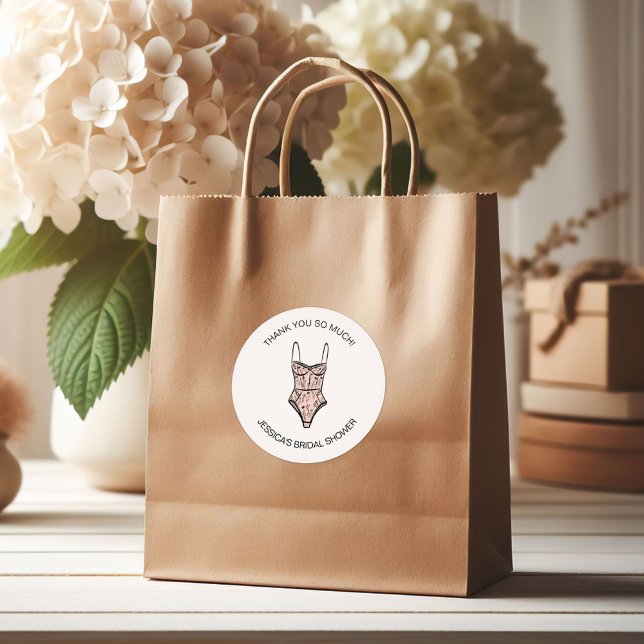 Adesivo Redondo Chuveiro de lingerie negligê desenhado à mão neutr (Criador carregado)