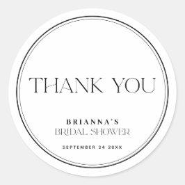 Adesivo Redondo Chuveiro de Noiva Agradecimento Preto e Branco