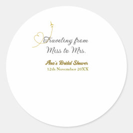 Adesivo Redondo Chuveiro de noiva de Miss a Mrs adicionar nome
