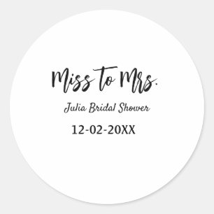 Adesivo Redondo Chuveiro de noiva de Miss para Mrs elegante simple