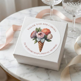 Adesivo Redondo Chuveiro de Noiva de Sorvete Boho Elegante Rústico