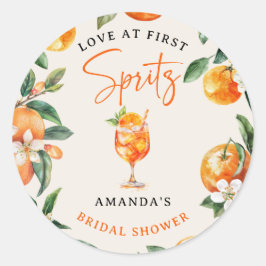 Adesivo Redondo Chuveiro de Noiva 'Elegante Amor à Primeira Spritz