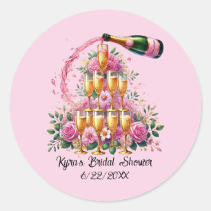 Adesivo Redondo Chuveiro de Noiva Fofo adicionar data 