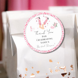 Adesivo Redondo Chuveiro de Noiva Obrigada Botas de Cowboy e Espum