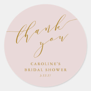 Adesivo Redondo Chuveiro de Noiva Obrigada Personalizado Elegante 