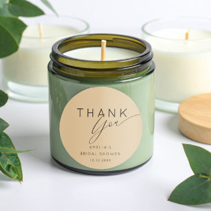 Adesivo Redondo Chuveiro de Noiva Obrigado Moderno Dourado Bege