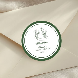 Adesivo Redondo Chuveiro de Noiva Shamrock Horseshoe Obrigada