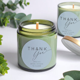 Adesivo Redondo Chuveiro de Noiva Simples Azul Empoeirado Obrigado