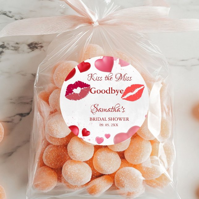 Adesivo Redondo Chuveiro de Noiva Stylish Kiss Miss Adeus Lábios V (Criador carregado)