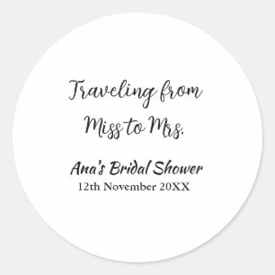 Adesivo Redondo Chuveiro de noiva viagem adicionar nome data de se