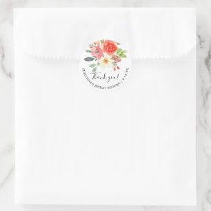Adesivo Redondo Chuveiro Floral de Água Verão Obrigado Noiva