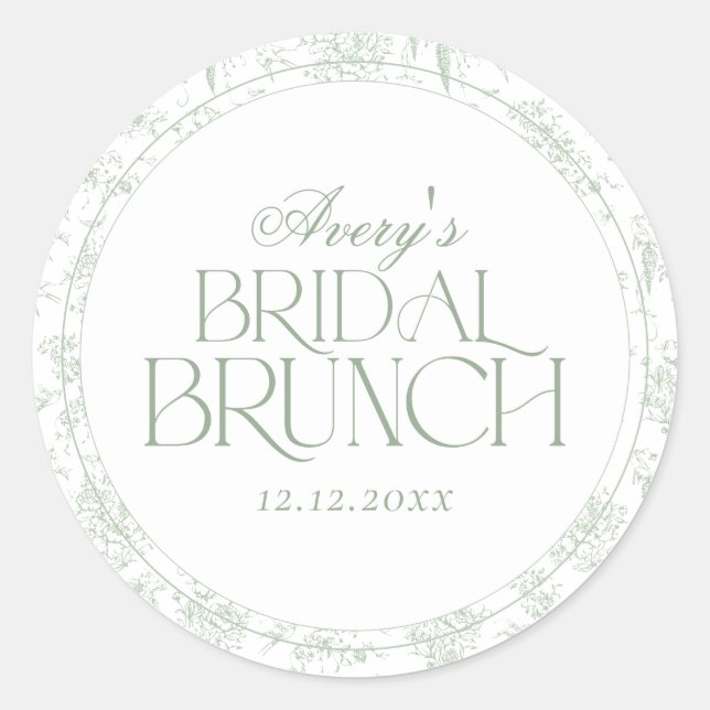 Adesivo Redondo Chuveiro Floral Toile Vintage Noiva (Frente)