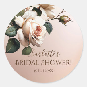 Adesivo Redondo Chuveiro Nupcial Rosa Bege Óleo Lindo