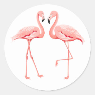 Adesivo Redondo Chuveiro Nupcial Tropical de Flamingo Rosa Fofo