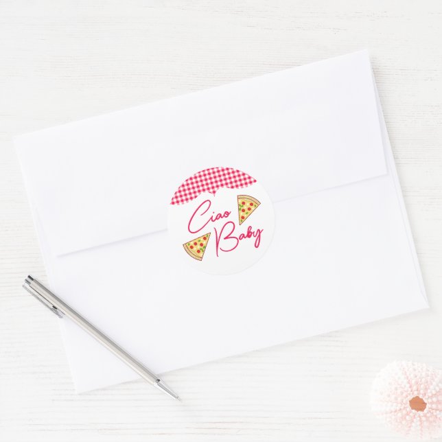 Adesivo Redondo Ciao Baby Italian Baby Shower (Envelope)