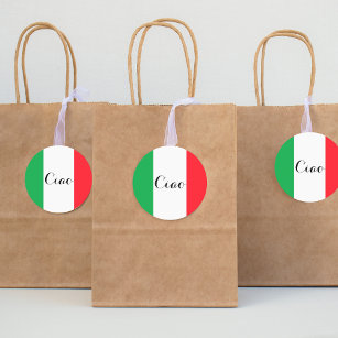 Adesivo Redondo Ciao Itália com a bandeira italiana