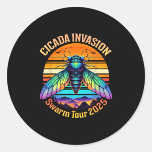 Adesivo Redondo Cicada Brood Xiv Summer Cicadas Swarm Tour 2025