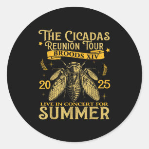 Adesivo Redondo Cicada Brood Xiv Verão de 2025 Troço De Reunião Ci