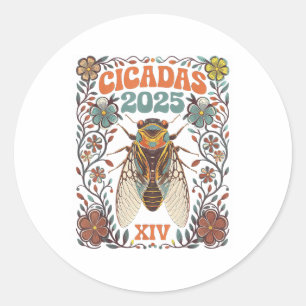 Adesivo Redondo Cicada Brood Xiv Verão de 2025 Troço De Reunião Ci