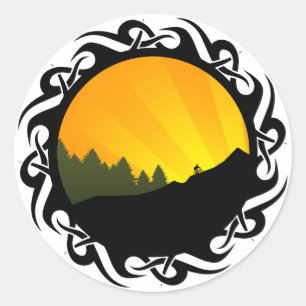 Adesivo Redondo ciclagem: rayz da montanha: