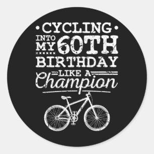 Adesivo Redondo Ciclismo de Montanha Aniversário de 60 anos Homens
