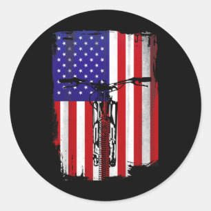 Adesivo Redondo Ciclismo de Montanha Bandeira Americana Ciclismo B