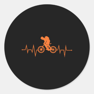 Adesivo Redondo Ciclismo de Montanha Batimento Cardíaco Ciclista d