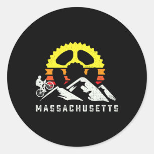Adesivo Redondo Ciclismo de Montanha em Massachusetts Ciclista de