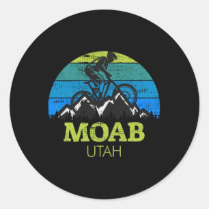 Adesivo Redondo Ciclismo de montanha em Moab Utah Mtb Pôr do sol r