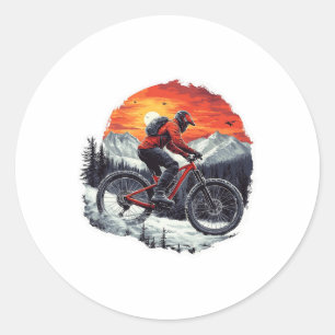 Adesivo Redondo Ciclismo de Montanha Trilhas de Floresta de Neve P