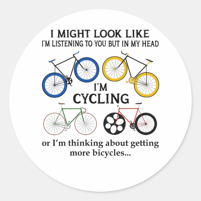 Adesivo Redondo Ciclismo, posso parecer que estou te ouvindo (Frente)