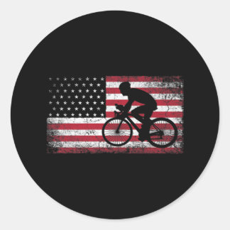 Adesivo Redondo Ciclista Bicicleta Americana Bandeira 4 de julho