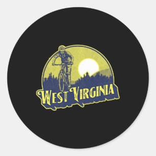 Adesivo Redondo Ciclista de Montanha Vintage West Virginia Anos Oi