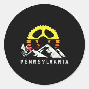 Adesivo Redondo Ciclista Retro de Mountain Bike da Pensilvânia Mtb