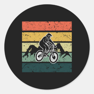 Adesivo Redondo Ciclista Silhueta de Ciclista de Montanha Vintage