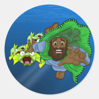 Adesivo Redondo Ciclo clássico BPA "Engolir por um Peixe"