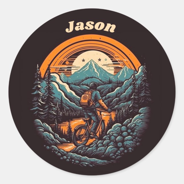 Adesivo Redondo Ciclo de vida, retro personalizável (Frente)