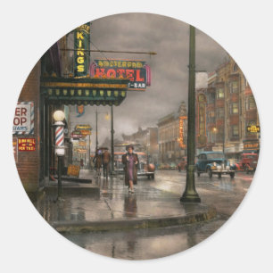 Adesivo Redondo Cidade - Amsterdã NY - Ligue 666 para Táxi 1941